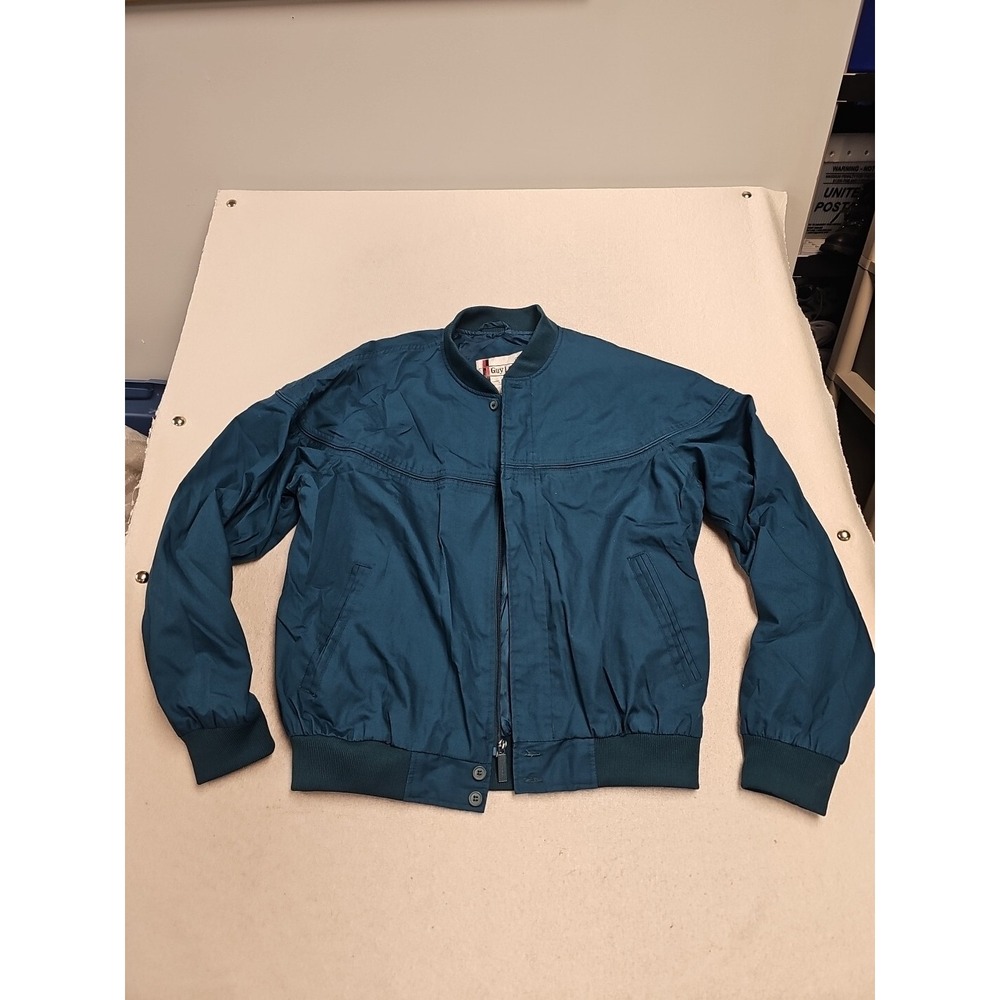 Guy Loren Mens Vintage Teal Blue Bomber Jacket Western Yoke Size Medium RN 54884